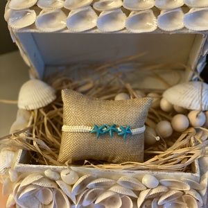 Starfish Anklet | ankle bracelet turquoise jewelry hemp waxed braided